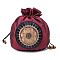 Chinese Style Brocade Good Luck Fortune Drawstring Gift Blessing Bags, Jewelry Storage Pouches for Wedding Party Candy Packaging, Flower Pattern, Dark Red, 18x16.5cm