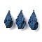 Spray Painted Natural Spiral Shell Pendants, Shell Shape Charms, Royal Blue, 36~40.5x17~19.5x15~16.5mm, Hole: 1.6~1.8mm