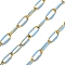 304 Stainless Steel Enamel Cable Chains, Soldered, with Spool, Ion Plating(IP), Real 18K Gold Plated, Light Sky Blue, 6.5x3x0.5mm, about 32.81 Feet(10m)/Roll
