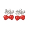 Brass Micro Pave Cubic Zirconia Pendants, with Enamel, Cherry, Platinum, 18x15.5x4mm, Hole: 1.6mm