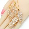 Leaf Brass Cubic Zirconia Pendant Necklace & Hoop Earring & Rings Sets, Golden, Clear, 450mm & 60mm & 17.3mm