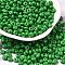 Baking Paint Glass Seed Beads, Donut, Green, 4x2.5mm, Hole: 1mm, about 137pcs/10g