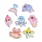 Ocean Series Transparent Resin  Cabochons, with Paillette, Mixed Shapes, 17~24.5x17~23.5x7~8.5mm
