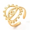 Ion Plating(IP) 201 Stainless Steel Open Cuff Ring Rhinestone Settings, Eye Ring for Men Women, Real 18K Gold Plated, US Size 7 1/2(17.8mm),  Fit for 1.6mm Rhinestone
