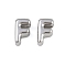 304 Stainless Steel Charms, Letter, Letter F, 7.5x4.5x3.5mm, Hole: 1.8mm