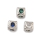 Cube Brass Micro Pave Cubic Zirconia Beads, Long-Lasting Plated, Rack Plating, Lead Free & Cadmium Free, Mixed Color, 5x5x6mm, Hole: 2mm