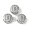 Anti-Tarnish 304 Stainless Steel Beads, Flat Round with Letter, Stainless Steel Color, Letter O, 7x3.8mm, Hole: 1.8mm