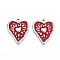 304 Stainless Steel Pendants, with Enamel, Heart Charms, Stainless Steel Color, Red, 25.5x21x3mm, Hole: 1.6~1.8mm