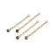 Ion Plating(IP) 316 Surgical Stainless Steel Curb Chain Extender with Natural Amethyst Round Charm, Golden, 53.5mm, Hole: 2.5mm