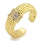 Rack Plating Brass Micro Pave Cubic Zirconia Cuff Rings for Women, Cadmium Free & Lead Free, Long-Lasting Plated, Real 18K Gold Plated, 8mm, Inner Diameter: 17mm