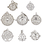 8Pcs 8 Styles Brass & Alloy Hollow Cage Pendants, For Chime Ball Pendant Necklaces Making, Platinum, 17~35x17.5~33x10.5~17mm, Hole: 1~9x1~8mm, 1pc/style