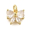 Rack Plating Brass Micro Pave Cubic Zirconia Charms, Lead Free & Cadmium Free, Long-Lasting Plated, Bowknot, Real 18K Gold Plated, 10x11x3.5mm, Hole: 3.5mm