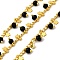 Brass Star Link Chains, with Glass, Lead Free & Cadmium Free, Long-Lasting Plated, Rack Plating, Soldered, with Spool, Real 18K Gold Plated, 3x2x1mm