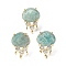 Brass Micro Pave Cubic Zirconia Stud Earring Findings with Natural Amazonite, Jellyfish, Facted, Rack Plating, 19.5x13mm, Hole: 1.8mm, Pin: 0.8x12.5mm