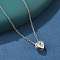 304 Stainless Steel Pendant Necklaces, with Brass Cubic Zirconia Pendant, Heart, Clear, Stainless Steel Color, 17.6 inch(45cm), Pendant: 7x7x4mm