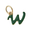 304 Stainless Steel Enamel Charms, with Jump Ring, Ion Plating(IP), Golden, Letter W, 8.5x12x1mm, jump ring: 6x0.8mm, 4.5mm inner diameter