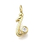 Brass Micro Pave Cubic Zirconia Pendants, Letter Charms, Rack Plating, Long-Lasting Plated, Cadmium Free & Lead Free, Letter I, 12x5.5x2mm, Hole: 1.6mm