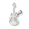 Non-Tarnish 201 Stainless Steel Pendants, Guitar Charm, Stainless Steel Color, 40.5x16.5x1.5mm, Hole: 8x4mm