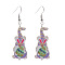 Easter Acrylic Dangle Earrings, Platinum, Rabbit, 55x15mm