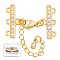 4Pcs Brass Micro Pave Clear Cubic Zirconia Chain Extender, Necklace Layering Clasps, with 3 Strands 6-Hole Ends and Lobster Claw Clasps, Nickel Free, Real 18K Gold Plated, 48mm, Hole: 1.5mm