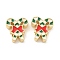 Christmas Brass Enamel Beads, Lead Free & Cadmium Free, Long-Lasting Plated, Real 18K Gold Plated, Rack Plating, Candy Cane, 15x14x5mm, Hole: 2mm