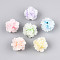 Resin Beads, Round with Flower, with Polymer Clay & Rhinestone, Mixed Color, 22~26mm, Hole: 2~2.5mm