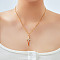 Brass Clear Cubic Zirconia Sword Pendant Necklaces, Enamel Style, Golden, Red, 15.75 inch(40cm)
