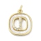 Rack Plating Brass Micro Pave Clear Cubic Zirconia Pendants, with Shell, Cadmium Free & Lead Free, Long-Lasting Plated, Real 18K Gold Plated, with Jump Ring, Letter J, 17.5x15x2.5mm, Hole: 3mm