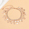 Flat Round Alloy Charms Anklets, Rhinestone Cup Chain Anklets, Rose Gold, 7-1/2 inch(190mm)