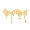 Ion Plating(IP) 304 Stainless Steel Pendants, Textured, Bowknot Charm, Real 18K Gold Plated, 38x33x2mm, Hole: 2mm