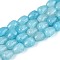 Baking Paint Crackle Glass Beads Strands, Teardrop, Deep Sky Blue, 13~13.5x9.5~10mm, Hole: 1.2~1.4mm, about 54~60pcs/strand, 28.35~30.71 inch(72~78cm)