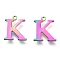 Ion Plating(IP) 304 Stainless Steel Charms, Laser Cut, Alphabet, Rainbow Color, Letter.K, 12x10x0.8mm, Hole: 1mm