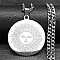 Non-Tarnish 304 Stainless Steel Pendant Necklaces, Flat Round with Sun Pattern, Stainless Steel Color, 23.70 inch(60.2cm)