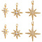6Pcs 3 Styles Brass Micro Pave Cubic Zirconia Pendants, with Jump Rings, Star Charm, Real 18K Gold Plated, 18.8~25x12~23x2.5~3mm, Hole: 2.4~3mm, 2pcs/style