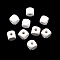 Spray Painted Wooden Beads, Square, White, 8x8x8mm, Hole: 2.5~3mm
