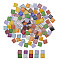 Glass Cabochons, Square, Mixed Color, 9.5~10x9.5~10x4mm