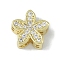 Rack Plating Brass Micro Pave Clear Cubic Zirconia Beads, Long-Lasting Plated, Lead Free & Cadmium Free, Flower, Real 18K Gold Plated, 10x10.5x5.5mm, Hole: 2.5mm