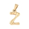304 Stainless Steel Pendants, Bamboo Style, Letter, Ion Plating(IP), Real 18K Gold Plated, Letter.Z, 18x11.5x3mm, Hole: 3x7mm