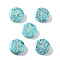 Synthetic Turquoise Beads, with Golden Tone Brass Slices, Flat Round with Letter, Letter Y, 15x5.5mm, Hole: 1.4mm