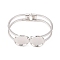 Brass Bangle Making, Blank Bangle Base, with Flat Round Cabochons Setting, Silver Color Plated, 1-3/4 inch(4.4cm)x2-3/8 inch(6.1cm), Tray: 20mm