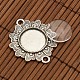 Tibetan Style Alloy Flower Connector Cabochon Bezel Settings and Flat Round Transparent Glass Cabochons DIY-X0208-AS-3