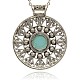 Antique Silver Alloy Resin Flat Round Necklace Big Pendants PALLOY-J205-03AS-2