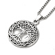 Alloy Tree of Life Pandant Necklace with Titanium Steel Box Chains NJEW-K245-007-1
