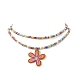 Transparent Printed Acrylic Flower Pendant Necklaces NJEW-JN04152-4