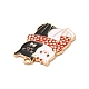 合金エナメルチャーム  ライトゴールド  カップル猫のお守り  ホワイト  27x19x1.5mm  穴：2mm ENAM-A143-08KCG-02-3