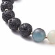 Bracelets élastiques ronds en amazonite et pierre de lave avec une pièce en laiton BJEW-TA00105-4