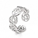304 Stainless Steel Star of David Open Cuff Ring for Women RJEW-C053-01P-1