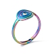 Chapado en iones (ip) 201 anillo ajustable de vórtice de acero inoxidable para mujer RJEW-C045-07M-1