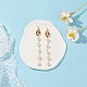 Aretes largos con borlas y cuentas de perlas naturales de concha de cauri natural EJEW-JE04697-01-2