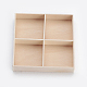 木製収納ボックス  バリーウッド  8.9~9x8.9~9x1.7cm  1つのコンパートメントさ：4~4.2x4~4.2cm  4区画/ボックス CON-L012-02-1
